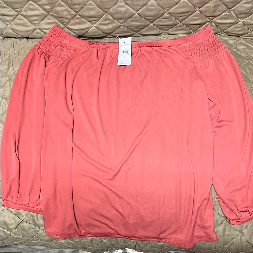 Ann Taylor Coral Off-Shoulder Top